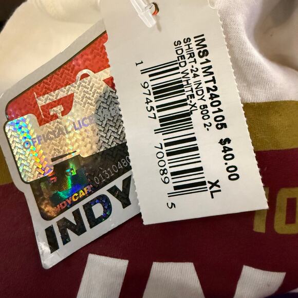 Indy 500 Official Two-Sided Logo Graphic Tee, White, Size XL, NWT - Picture 5 of 6